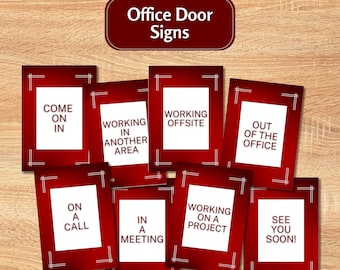 5"x7" Office Signs for Door, Out of Office, On a Call, Printable, Office Gifts, Cubicle Sign, Desk Sign, Coworker Employee Office Decor, Red