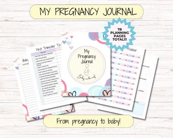 Printable Pregnancy Journal and Planner, Expecting Mom Gift, Bump to Baby, Pregnancy Tracker, Hospital Packing Checklist, Pregnancy Keepsake