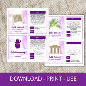 Holy Week Study Cards, Printable Easter Story, Easter Advent Study Devotional, Easter Scripture Cards, Holy Week Printable, Countdown image 9