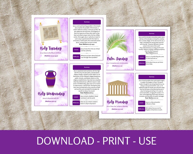 Holy Week Study Cards, Printable Easter Story, Easter Advent Study Devotional, Easter Scripture Cards, Holy Week Printable, Countdown image 9