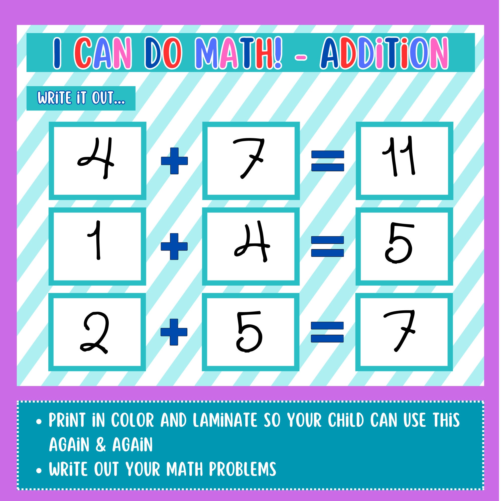 Math Addition Worksheets, Prek-k, Age 3-6, Preschool Kindergarten Math ...