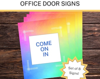 Office Signs for Door Rainbow, Out of Office, On a Call, Printable, Office Gifts, Cubicle Sign, Desk Sign, Coworker Employee Office Decor