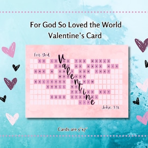 For God So Loved The World Valentijnsdagkaart, christelijke kaart, John 316, Gods liefde, digitale download Valentijn schrift, liefdeskaart