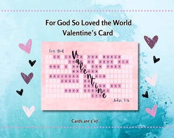 For God So Loved The World Valentijnsdagkaart, christelijke kaart, John 316, Gods liefde, digitale download Valentijn schrift, liefdeskaart