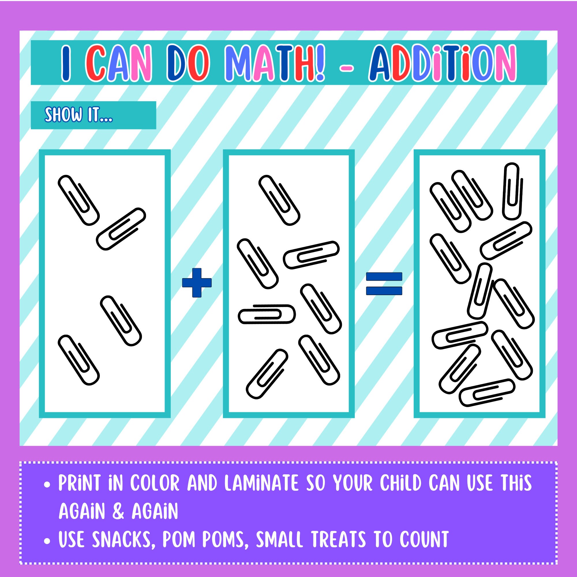 Math Addition Worksheets, Prek-k, Age 3-6, Preschool Kindergarten Math ...