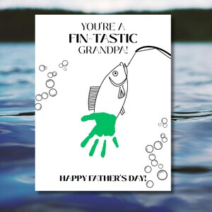 Fishing Father&#39;s Day Gift from Kids to Grandpa, Handprint Craft from Kids, Father&#39;s Day, Handprint Art, Toddler Craft, Grandpa, Digital