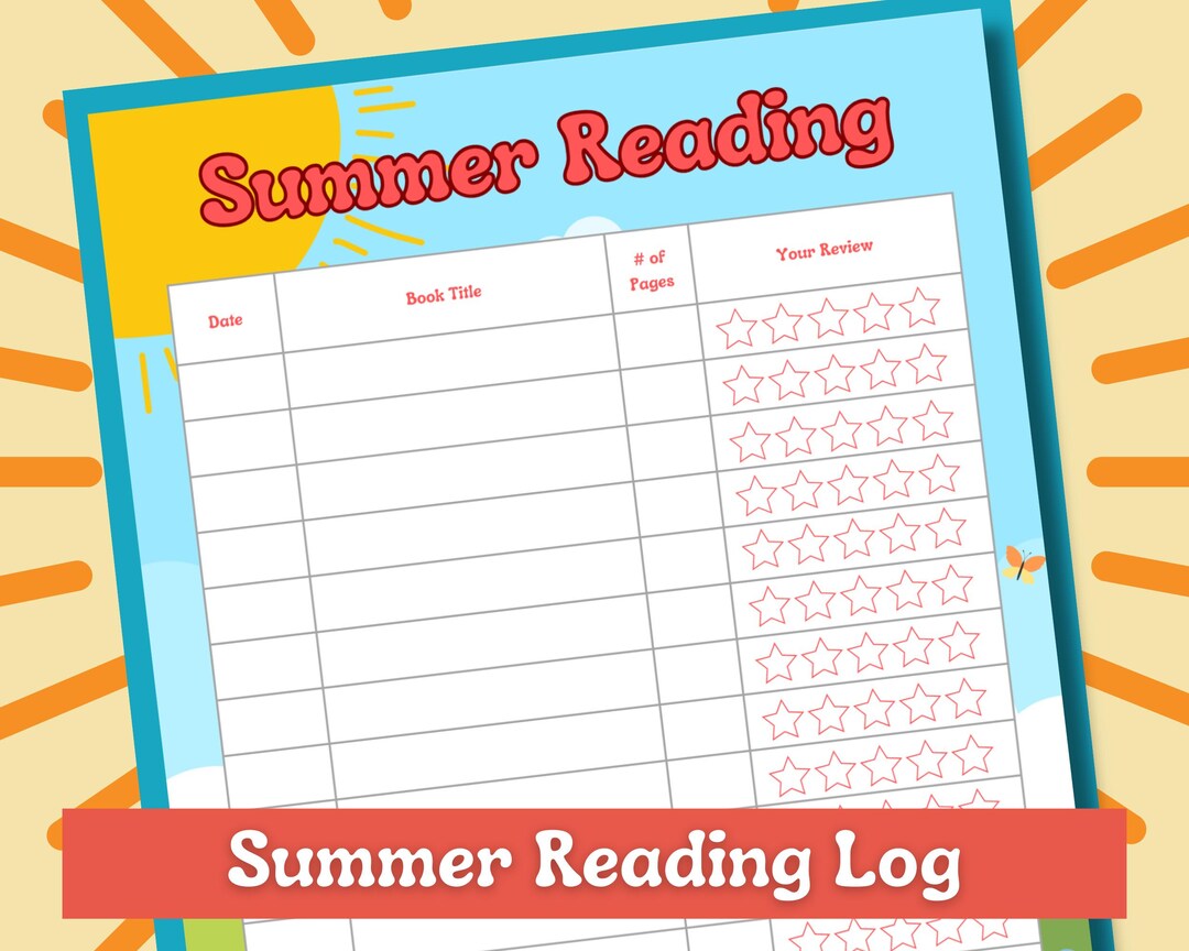 Printable Summer Reading Log, Reading Reward Chart, Summer Reading Log ...