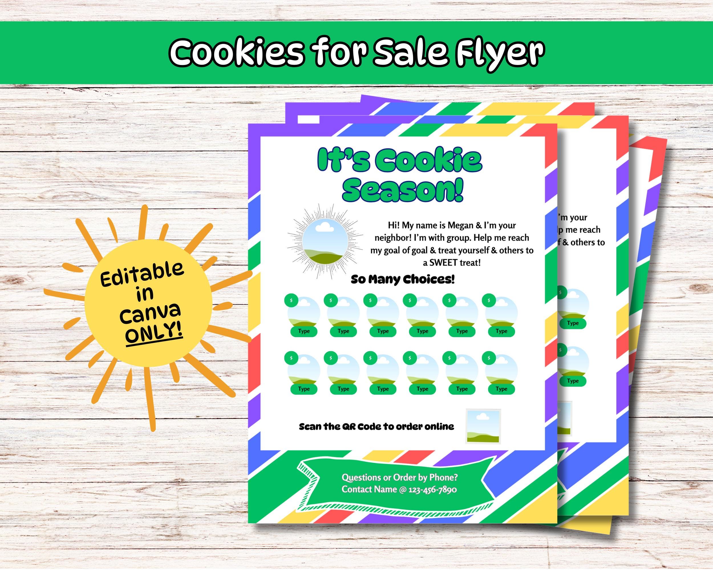 Cookie Sale Flyer Template, Editable Canva, Full Page Flyers Cookie ...