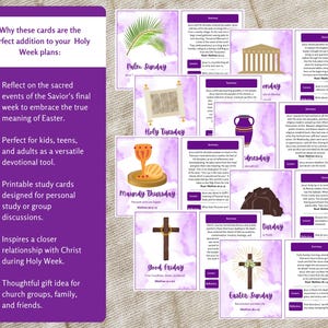 Holy Week Study Cards, Printable Easter Story, Easter Advent Study Devotional, Easter Scripture Cards, Holy Week Printable, Countdown image 2