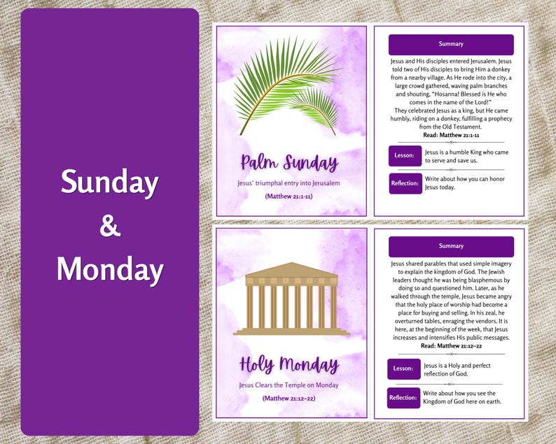 Holy Week Study Cards, Printable Easter Story, Easter Advent Study Devotional, Easter Scripture Cards, Holy Week Printable, Countdown image 5
