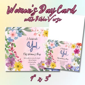 Carte de foi chrétienne Joyeuse fête de la femme, Joyeuse journée internationale de la femme, Célébrer les femmes, Carte biblique pour femmes, appréciation, téléchargement