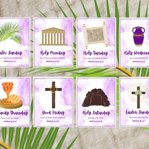 Holy Week Study Cards, Printable Easter Story, Easter Advent Study Devotional, Easter Scripture Cards, Holy Week Printable, Countdown image 3