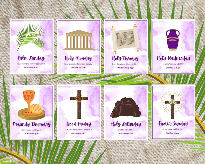 Holy Week Study Cards, Printable Easter Story, Easter Advent Study Devotional, Easter Scripture Cards, Holy Week Printable, Countdown image 3