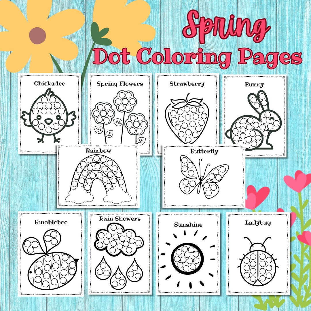 Spring Dot Marker Coloring Pages Bundle, Preschool Homeschool Camp ...