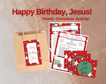 Happy Birthday Jesus Family Christmas Activity, Religious Christian Family, Sunday School, Church Printable, Advent, Children, Youth