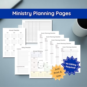NO EDIT Kirchendienst Planungsseiten Blätter, religiöse christliche Organisation, wöchentliches tägliches Ereignis täglich organisieren, Geistlicher Leiter druckbar