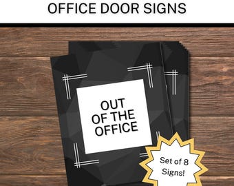 Office Signs for Door, Out of Office, On a Call, Printable, Office Gifts, Cubicle Sign, Desk Sign, Coworker Employee Office Decor, Black
