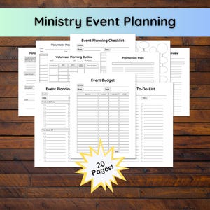 NO EDIT Church Ministry Event Planning Pages Template, Religious Christian Organize Function, VBS, Fall Easter, Festival, Church Printable