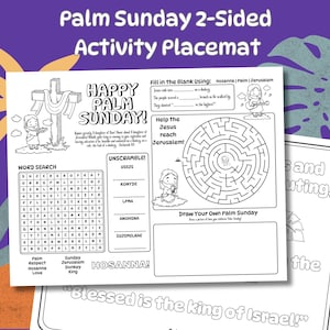 Palmsonntag Färbung Tischset Aktivität, Palmsonntag Kirche Handwerk Spiele, Färbung Tischset, Karwoche Bibel Handwerk Aktivität, Kinderkirche