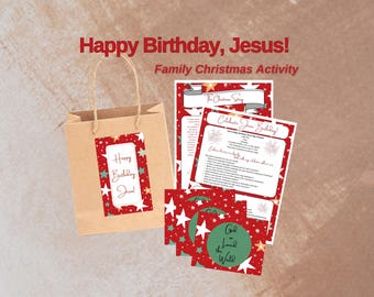 Happy Birthday Jesus Family Christmas Activity, Religious Christian Family, Sunday School, Church Printable, Advent, Children, Youth