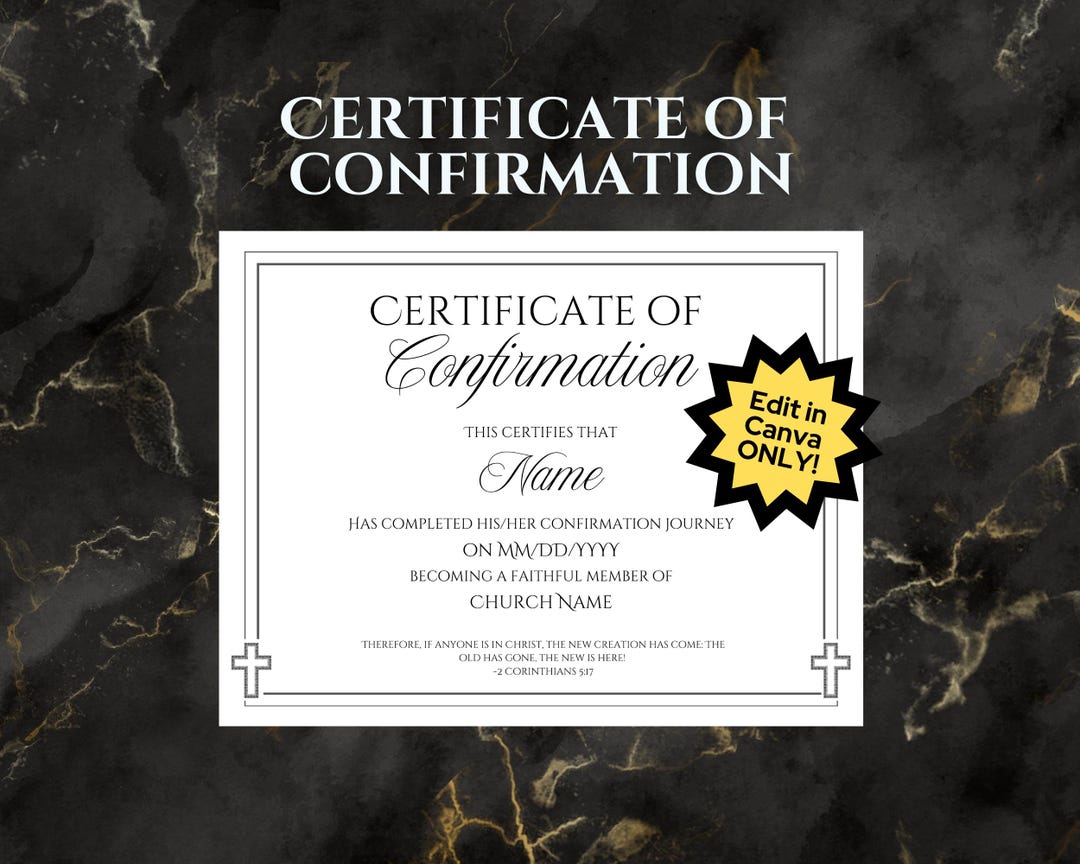 Editable Elegant Certificate of Confirmation Template, Printable, Canva ...