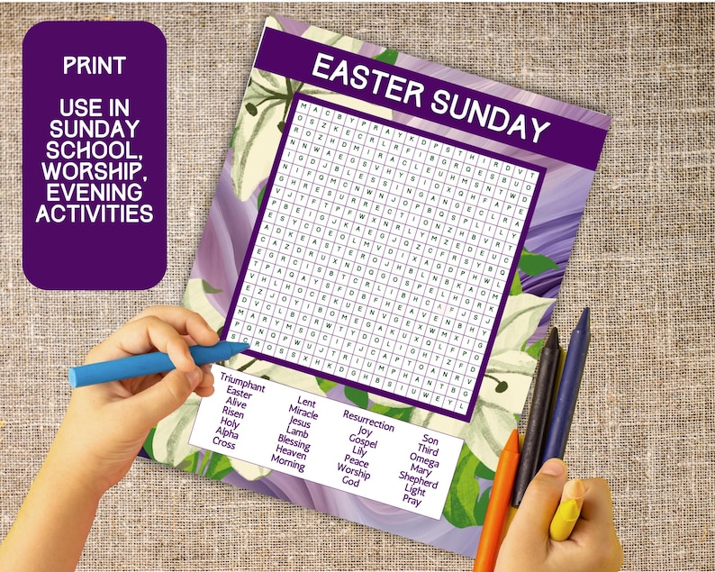 Easter Sunday Word Search Bundle, Christian Game, Silent Activity ...