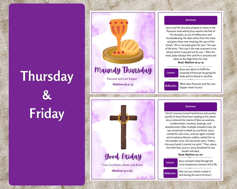 Holy Week Study Cards, Printable Easter Story, Easter Advent Study Devotional, Easter Scripture Cards, Holy Week Printable, Countdown image 7