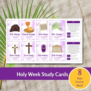 Holy Week Study Cards,  Printable Easter Story, Easter Advent Study Devotional, Easter Scripture Cards, Holy Week Printable, Countdown