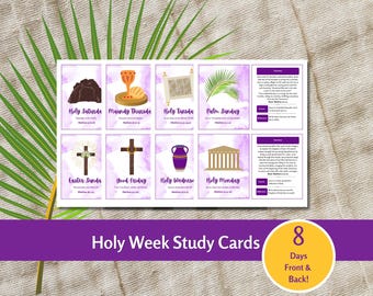 Schede di studio per la Settimana Santa, Storia di Pasqua stampabile, Devozione per lo studio dell'Avvento di Pasqua, Schede con le Scritture di Pasqua, Settimana Santa stampabile, Conto alla rovescia