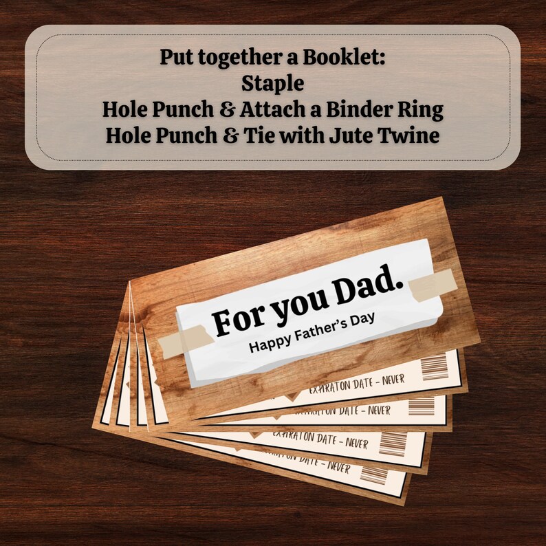 Printable Father's Coupon Book for Dads, Happy Father's Day, Happy ...