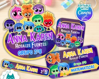 SCHOOL LABELS Emotions Movie Editable Canva Template
