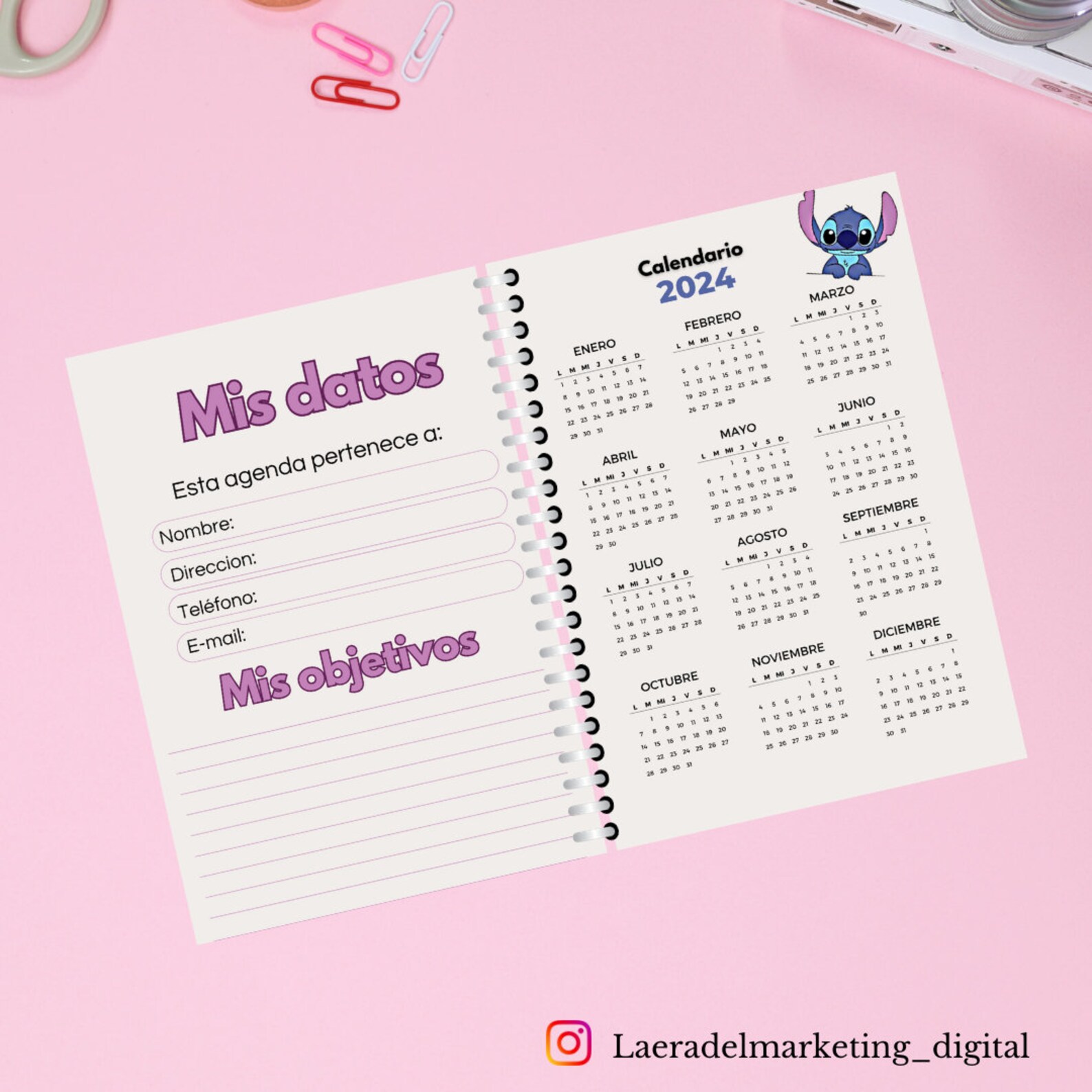 Agenda Stich 2024 Imprimible Etsy