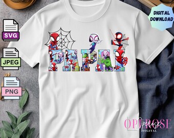 Spidey Papai T-Shirt Design: SVG, PNG, JPEG (Digital Download)
