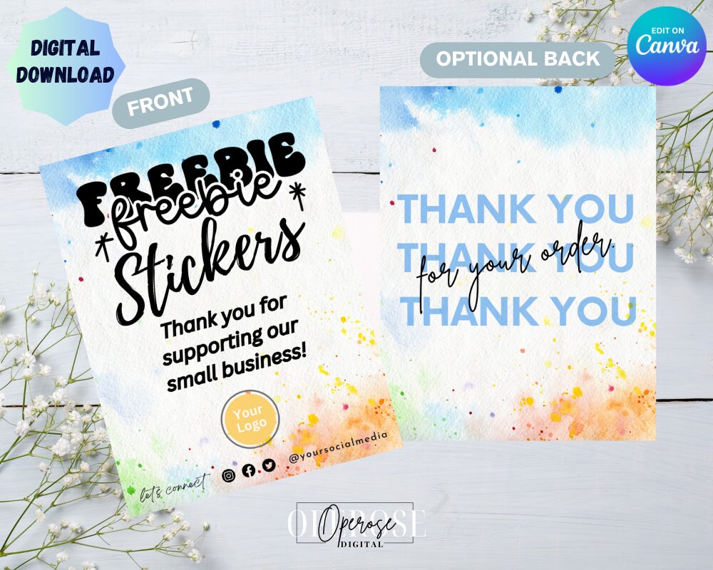 Freebie Stickers Card: Watercolor Splash Insert (CANVA Editable Digital ...