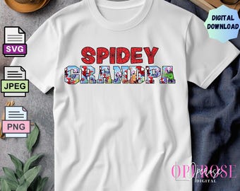 Spidey Grandpa Tee Design: Superhero T-Shirt Graphics (SVG, PNG, JPEG Digital Download