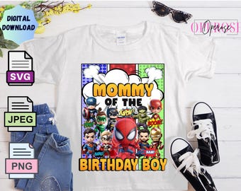 Spidey Mommy Birthday Boy Tee Design: PNG, SVG, JPEG (Digital Download)