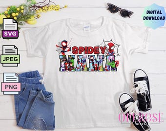 Spidey Mama Tee Design: SVG, PNG, JPEG Files (Digital Download
