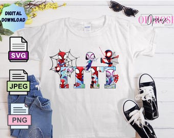 Spidey Titi Tee Design: Spidey & Friends SVG, PNG, JPEG (Digital Download)
