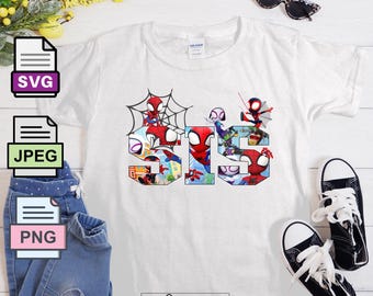 Spidey Sis Tee Design: Spidey & Friends SVG PNG JPEG (Digital Download)