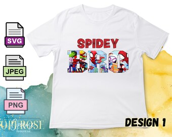 Spidey Bro Tee Design: Spidey & Friends SVG PNG JPEG (Digital Download)