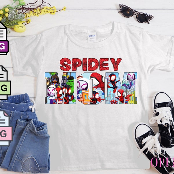 Digital Spidey Mom Tee Design/Spidey Mom SVG/Spidey Mom PNG/Spidey Mom JPEG/Download/Spidey & His Amazing Friends/ Spidey Mom T-Shirt