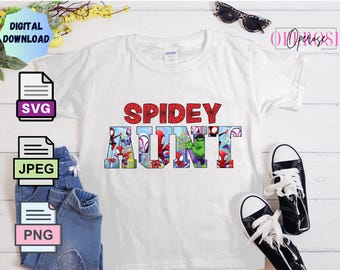 Design della maglietta Spidey Aunt: SVG, PNG, JPEG (download digitale)