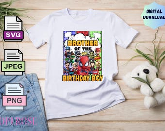 Spidey Brother Birthday Tee Design: SVG, PNG, JPEG (Digital Download)