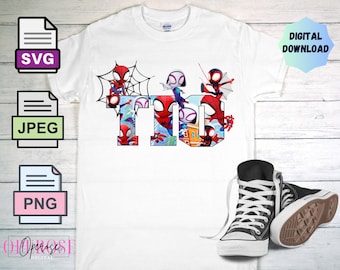 Spidey Tio Tee Design: Spidey & Friends SVG, PNG, JPEG (Digital Download)