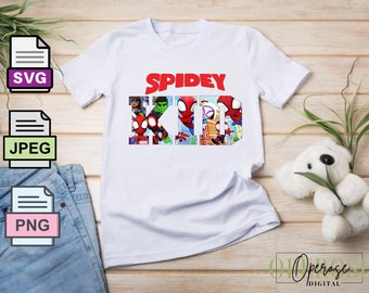 Digital Spidey Kid Tee Design/Spidey Kid SVG/Spidey Kid PNG/Spidey Kid JPEG/Download/Spidey & His Amazing Friends/ Spidey Kid T-Shirt