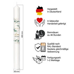 Personalisierte Kommunionkerze mit Eukalyptus & Gold/ Kommunionkerze / personalisierte Kerzen /Tischdeko Kommunion / Geschenke zur Kommunion image 3