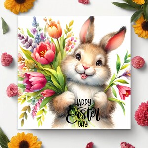 Tarjeta de felicitación de pascua, tarjeta de felicitación, tarjeta para imprimir, tarjeta preciosa, regalo original, regalo con amor, conejito de pascua, decoración del hogar
