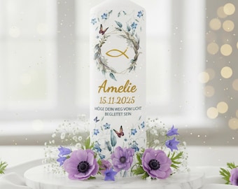 Personalisierte Kerze Konfirmation mit Namen– Tischkerze Geschenk Firmung, individuelle Dekokerze. Tischdekoration Firmung personalisierbar.