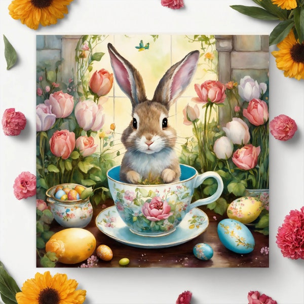 Easter greeting card, greeting card, lovely card, original gift, original card, gift for her, gift with love,  easter bunny