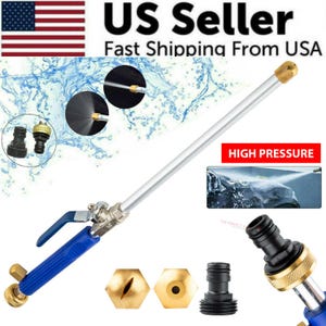 May include: A high-pressure water nozzle with a blue handle and silver extension. The image includes various nozzle attachments and the text "US Seller" and "High Pressure".